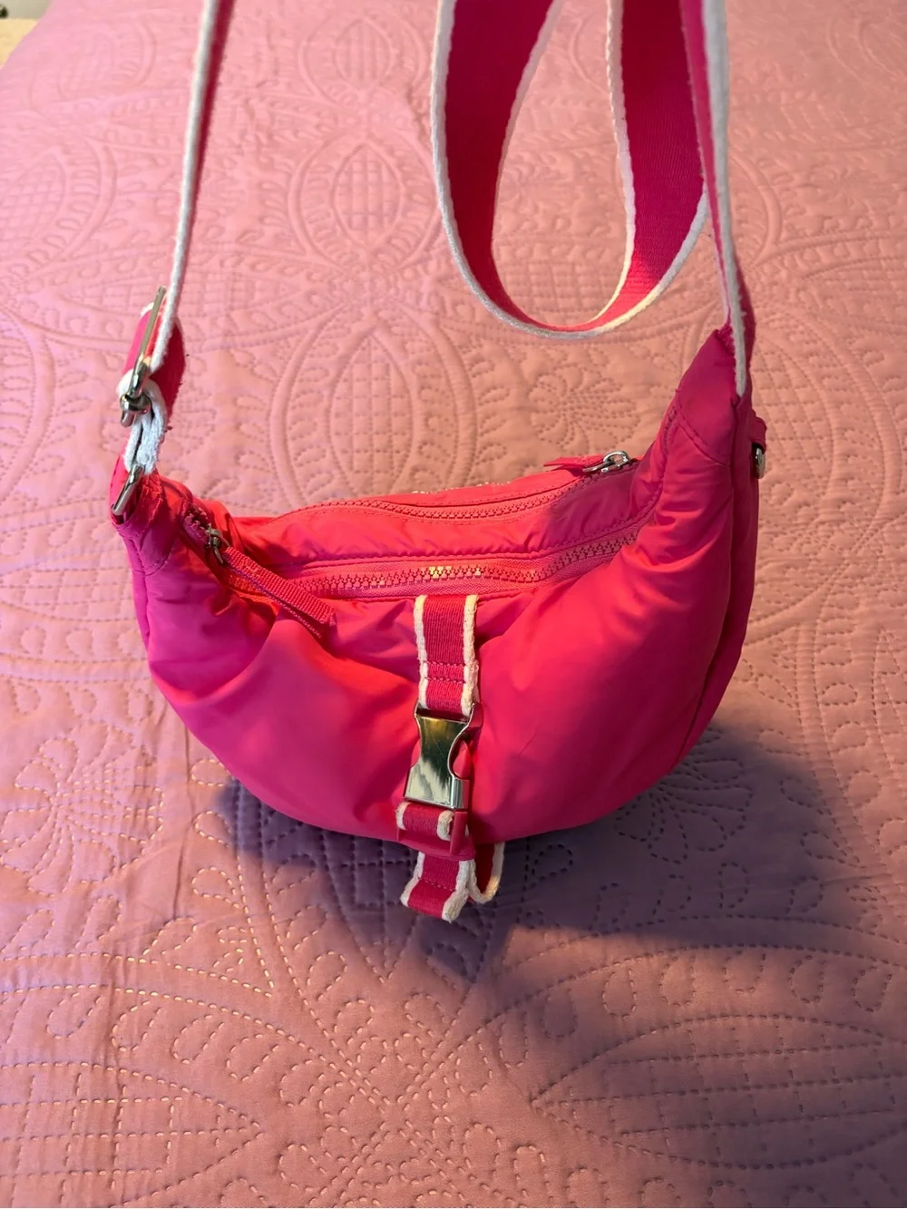 Sincerly Jules Hot Pink Crossbody Bag with Contrasting Strap